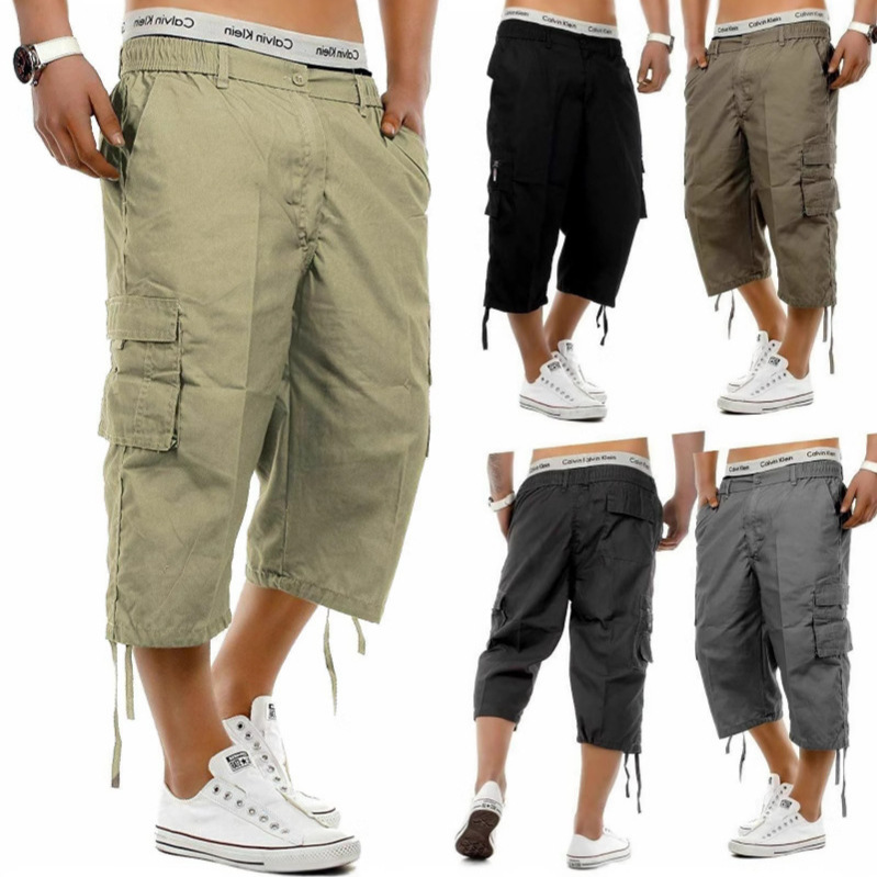 European and American Style Men's Casual Pants Summer Men's Cropped Pants Multi-Pocket Military Pants Cross-Border Men's Loose Pants