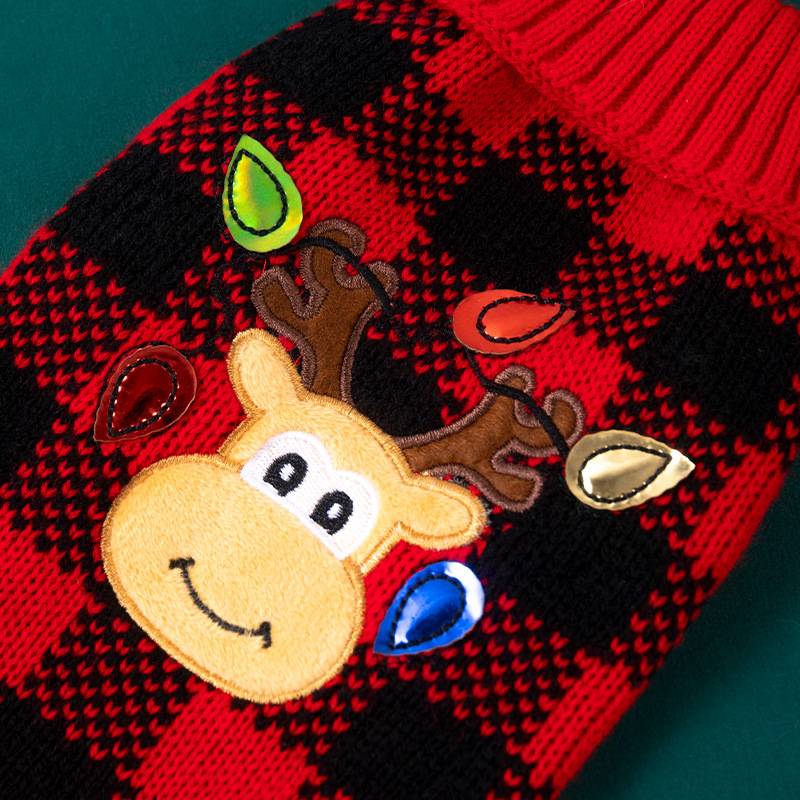Nueva ropa transfronteriza para mascotas de otoño e invierno, bonito suéter navideño a cuadros para perros, suéter para perros y gatos