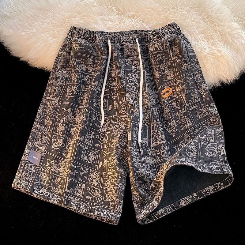 Men's Summer Denim Shorts Trendy Casual High Street Style Thin Loose Fitting Five Point mid Length Pants_viptrois.com