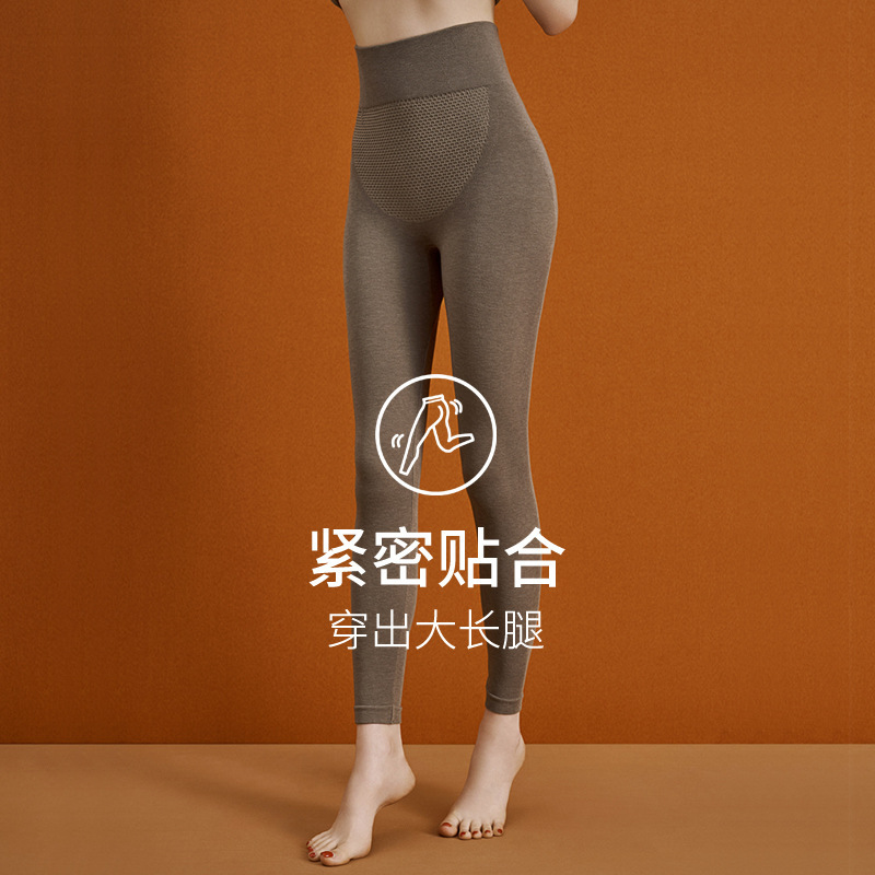 新款秋冬德绒高腰羊毛裤高弹收腹发热秋裤女紧身打底裤贴片保暖裤|undefined