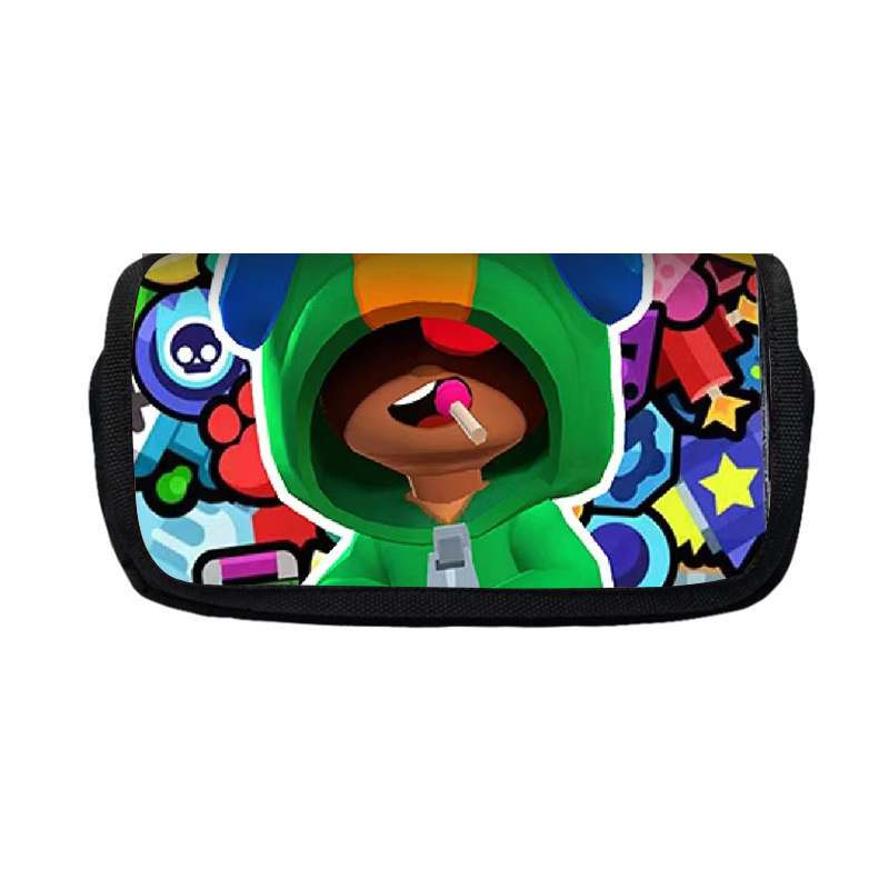 Nuevo salvaje bolsas de lápiz de estudiantes de gran capacidad caja de papelería personaje creativo de niños caja de lápiz doble lote transfronterizo