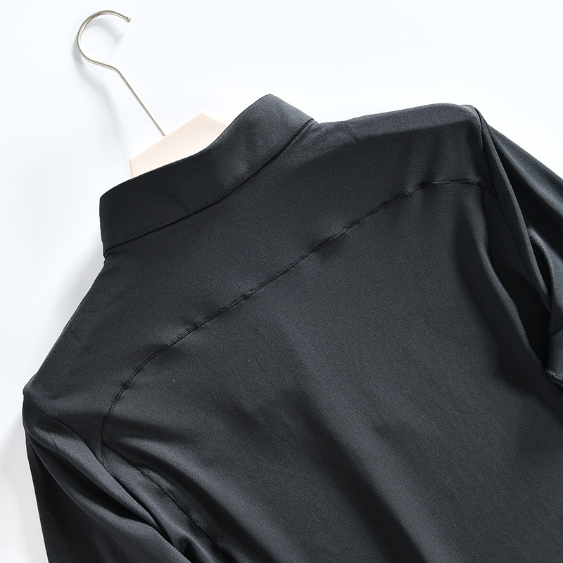 Men's Clothing Outdoor 3D vertical cutting high elastic sports leisure stand collar quick drying bottom long sleeved T shirt sweatshirt_voghion.com