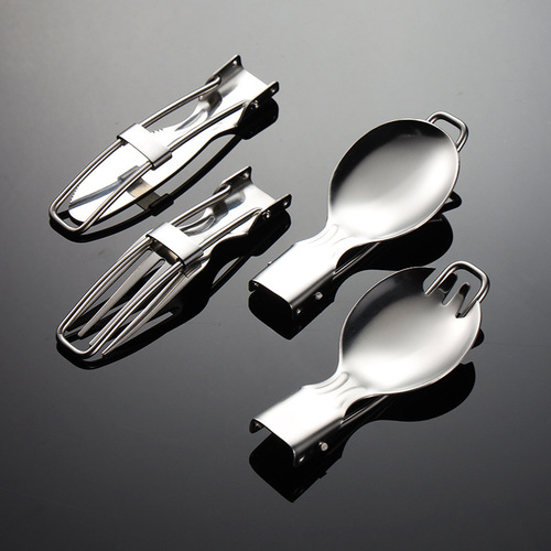 Aion 304 stainless steel portable folding knife, fork, spoon, chopsticks tableware, outdoor supplies, wire handle gift cross-border set