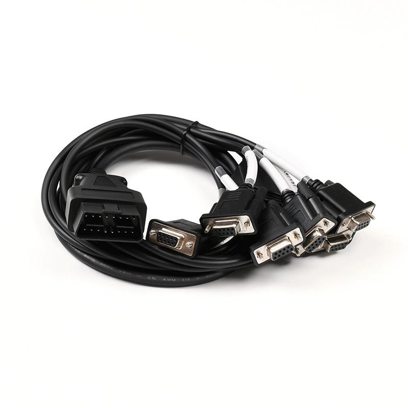 Автомобильный разъем OBD к 6 DB9 женскому интерфейсу Последовательный диагностический инструмент RS232, шлюзовой кабель