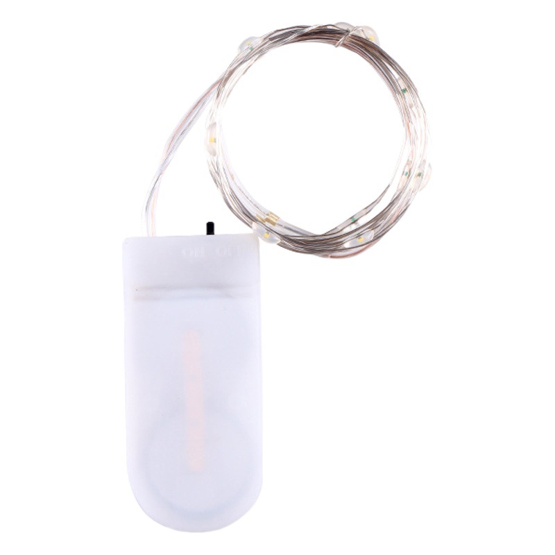 Cadena de luces LED transfronterizas, caja de batería con botón, cadena de luces de alambre de cobre, pequeño ramo de luces, caja de regalo, cadena de luces decorativa colorida, 1 metro, 20 luces