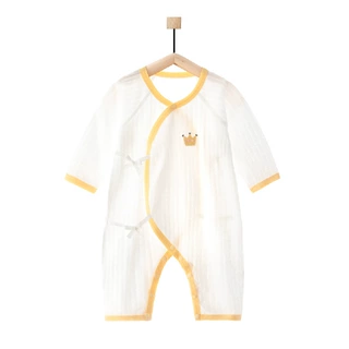 宝宝衣服婴儿连体衣夏季薄款新生儿长袖空调服纯棉睡衣夏装家居服