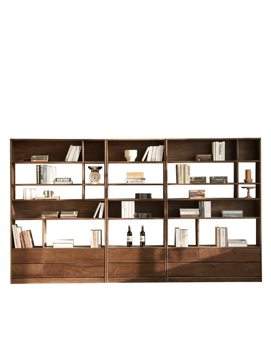 北欧实木书柜 家用小户型落地收纳展示柜书房卧室简约储物置物架