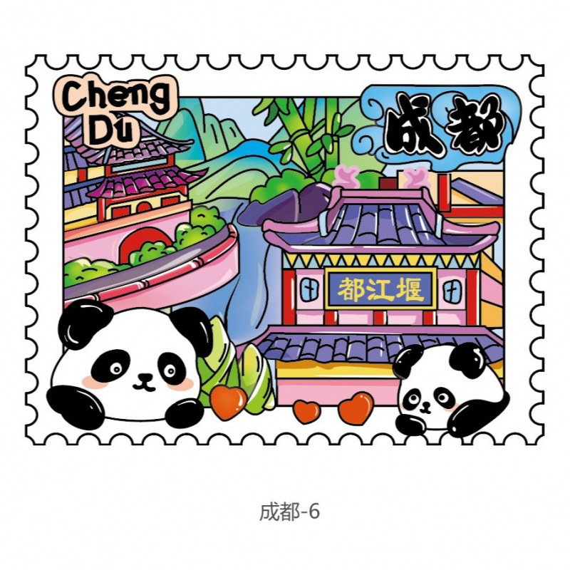 成都冰箱贴城市景区地标旅游文创纪念品木质三层磁吸贴冰箱贴批发|undefined