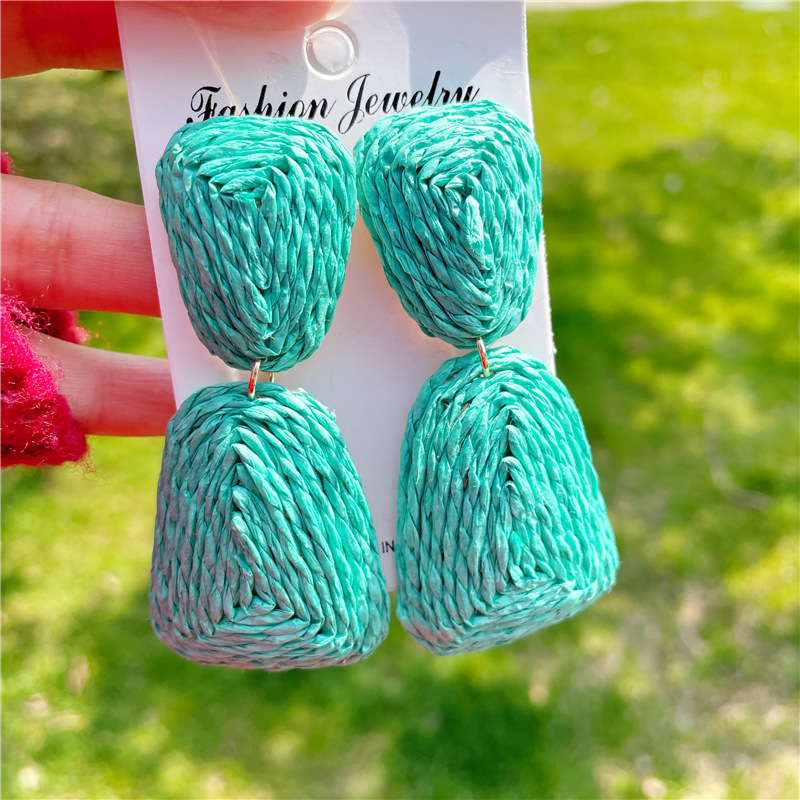 1 Pair Vacation Geometric Raffia Metal Women's Drop Earrings display picture 3