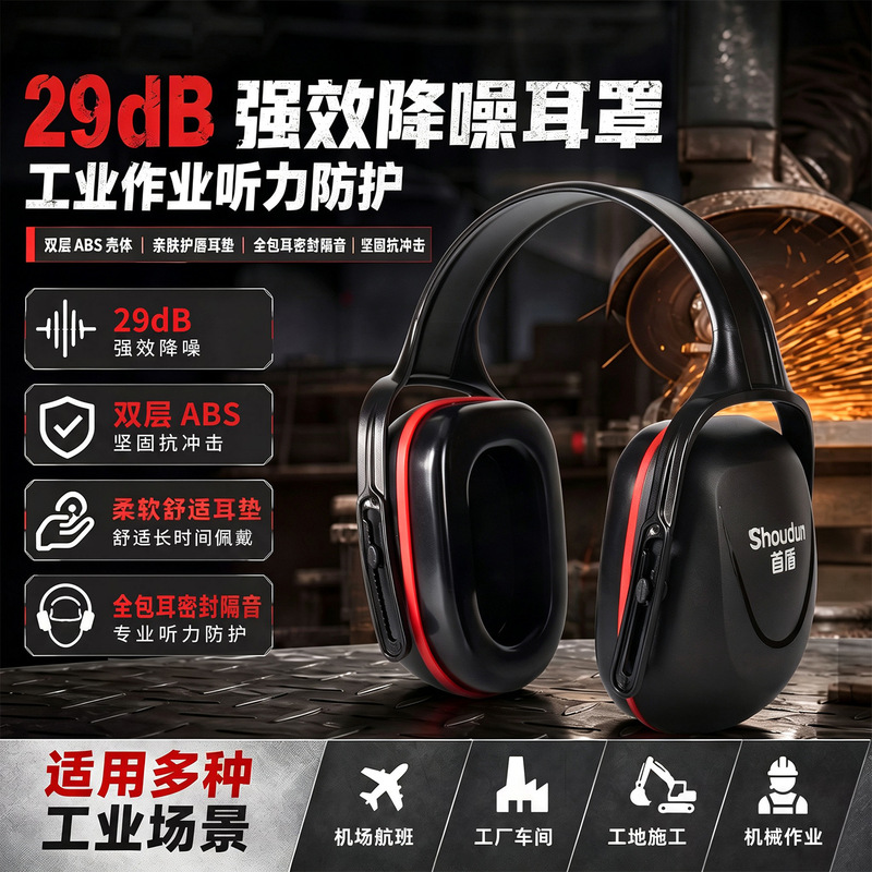 Noise-reducing earmuffs with skin-friendly soft padding, industrial soundproof earmuffs for airports, construction sites, factories, noise protection, and labor protection Noise-reducing earmuffs with skin-friendly soft padding, industrial soundproof earmuffs for airports, construction sites, factories, noise protection, and labor protection