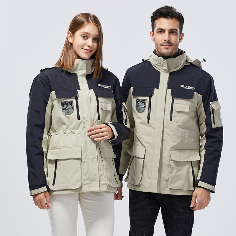 Men's Clothing Jacket Fashion Brand Three in One Removable Mountaineering Windbreaker Winter Outdoor Plus Velvet Thickened Jacket_voghion.com