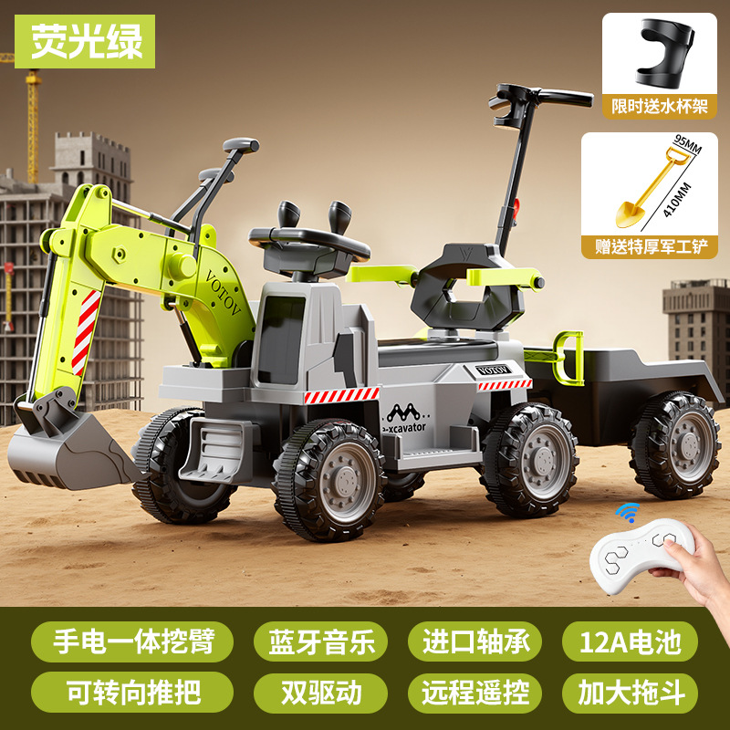 Excavadora de juguete para niños, juguetes para niños y niñas, excavadora eléctrica de control remoto, acoplador de ingeniería de carga