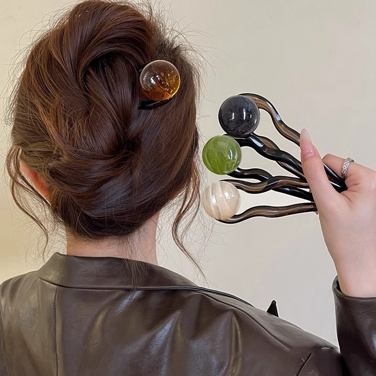 フレンチレトロU字型ヘアスタイルレディースハイエンドシンプルサマーボールヘアスタイルアクセサリー2025新作Lサイズ新作|undefined