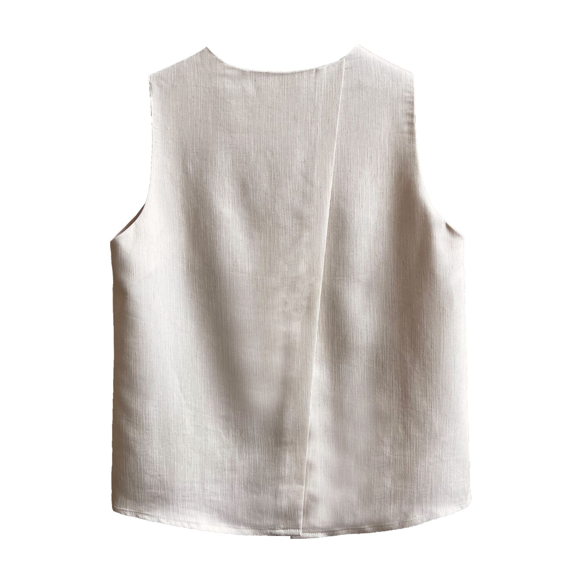 Chaleco sin mangas con abertura en la espalda, top, pantalones anchos, traje coreano de dos piezas para desplazamientos diarios