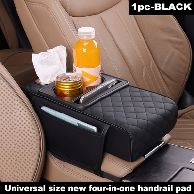 Cross-border multi-functional universal car armrest box pad, heightening pad, car cup holder, and car tissue box storage bag (Armrest box pad) - black-armrest-box-pad
