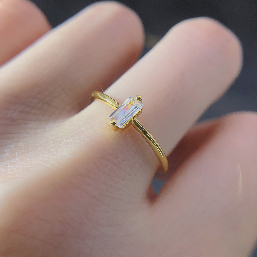 Fashion Geometric Copper Inlay Zircon Rings 1 Piece