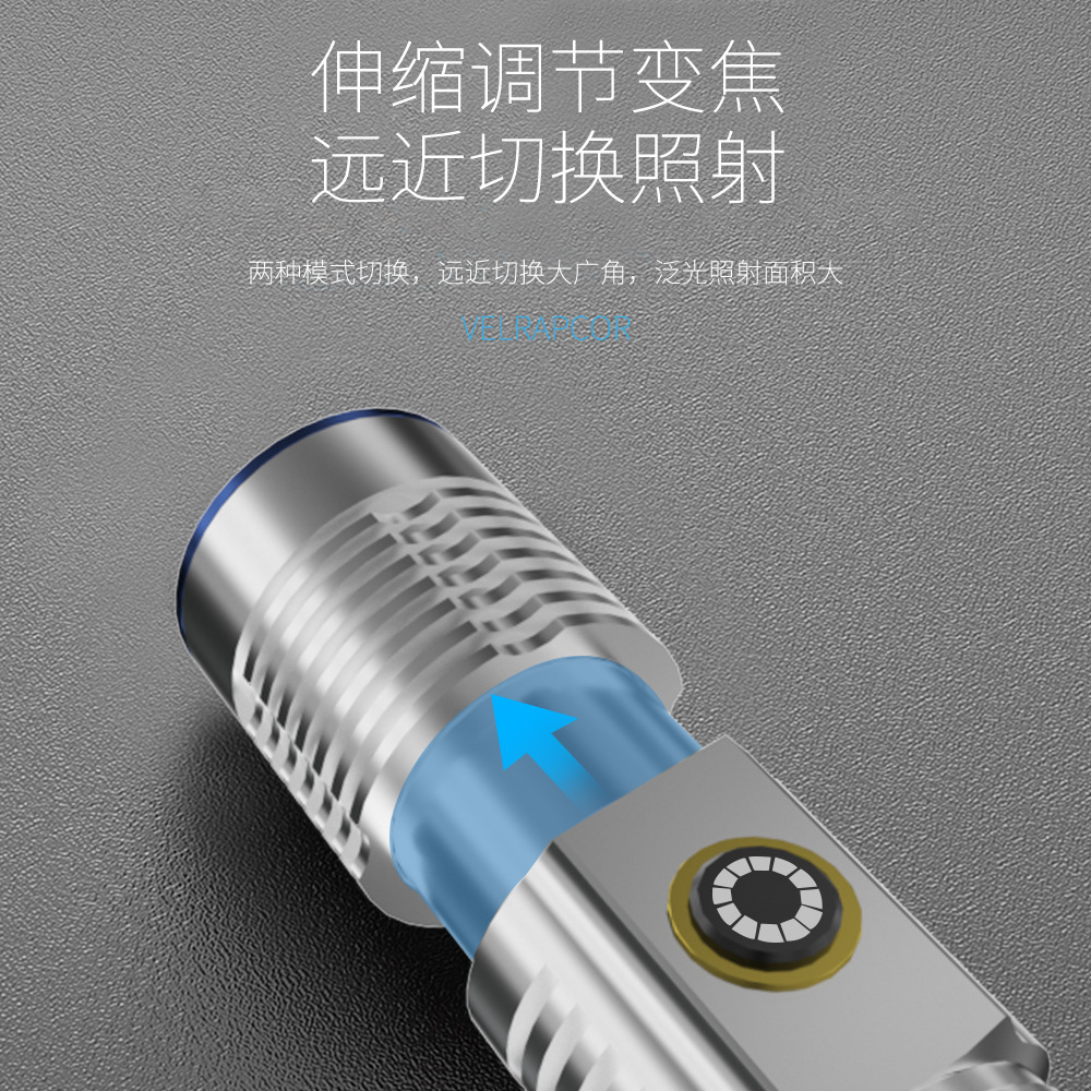 Nueva linterna láser blanco USB recargable telescópica zoom linterna cola con fuerte magnético con pantalla de gancho