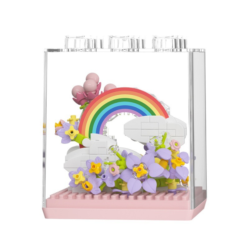 Chao Le Chuang 7345 - 7348 flores interestelares arco iris ramo de flores ensamblaje bloques de construcción juguetes para niños niñas rompecabezas adornos