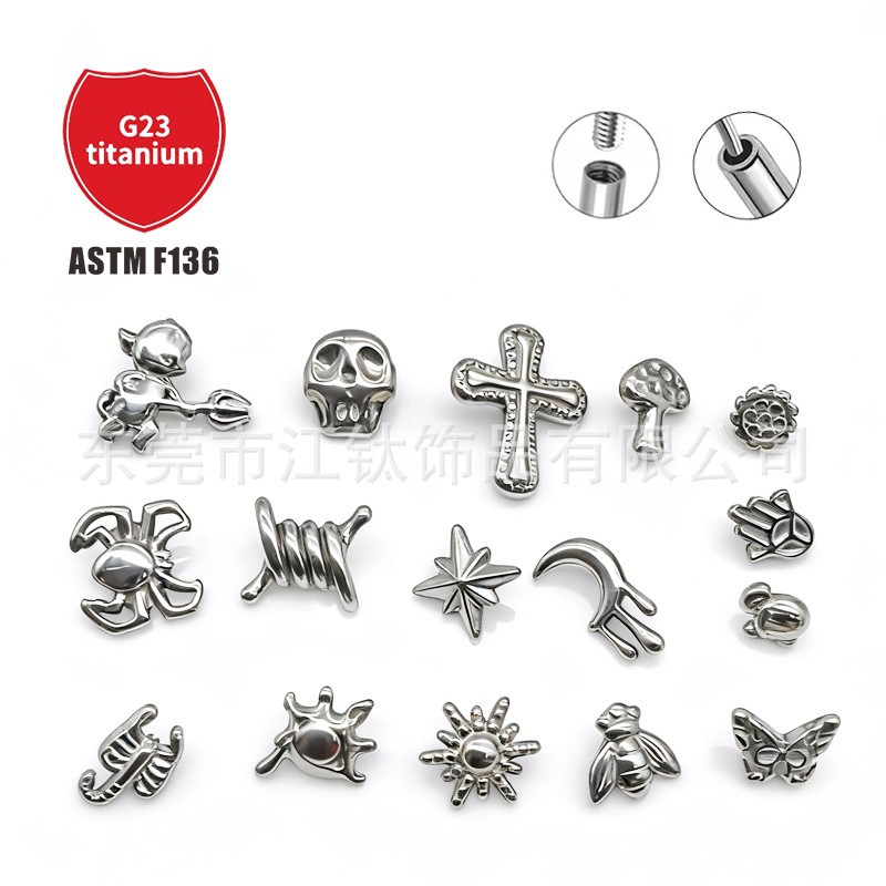 Pointed titanium steel lip stud product view