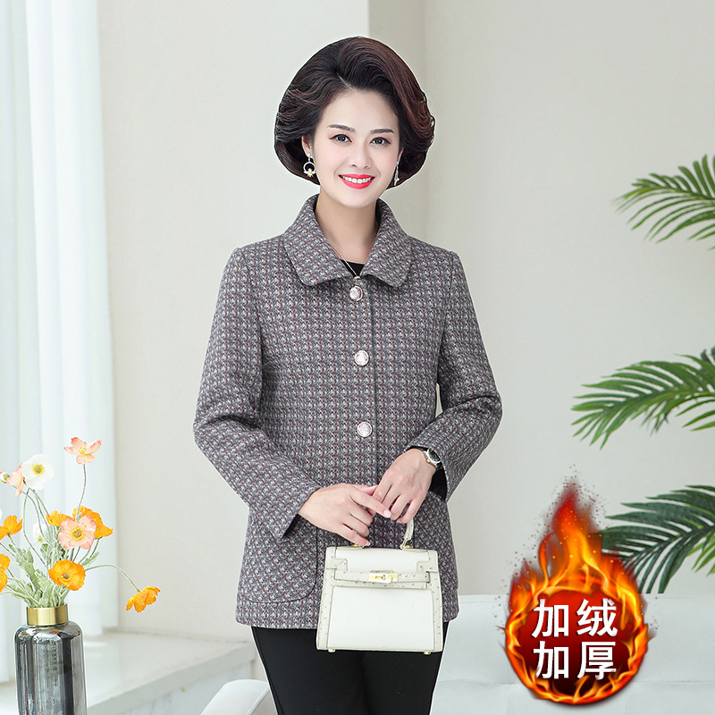 妈妈春秋装外套加绒加厚中老年女冬上衣中年女士夹克宽松洋气奶奶|undefined