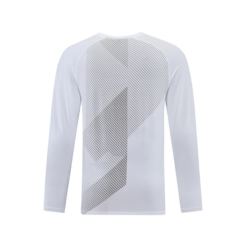 Primavera y otoño de los hombres al aire libre cuello redondo ropa de secado rápido deportes de manga larga casual transpirable suelta camiseta en stock impresión fija registro