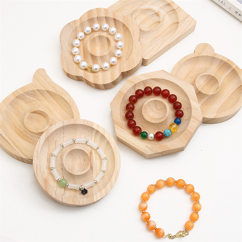 Transparent Color Beads Display Plate Pine Log Color Bracelet Ornaments Display Jewelry Display Stand Creative Shooting Props