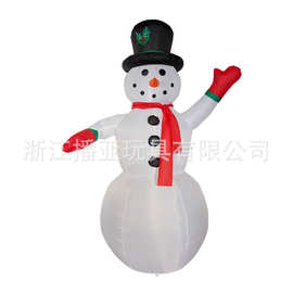 圣诞节装扮气模 户外LED灯玩具 红色围巾充气雪人