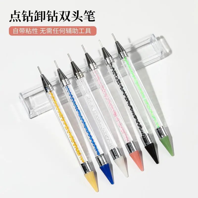 Nail Art Dotting Pen Wax Pen for Picking up and Removing Rhinestones, Dual-Ended Wax Pen for Crystal Dotting, Sticky Rhinestone Decoration Pen Tool