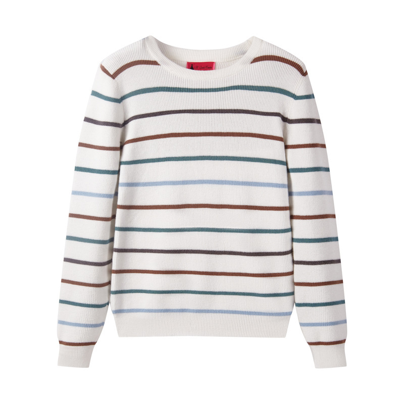 2024 Christmas Women's Pullover Sweater Processing with Customized Colorfulful Loose Stripesd Long-Sleeved Knitted Top Long-Sleeved