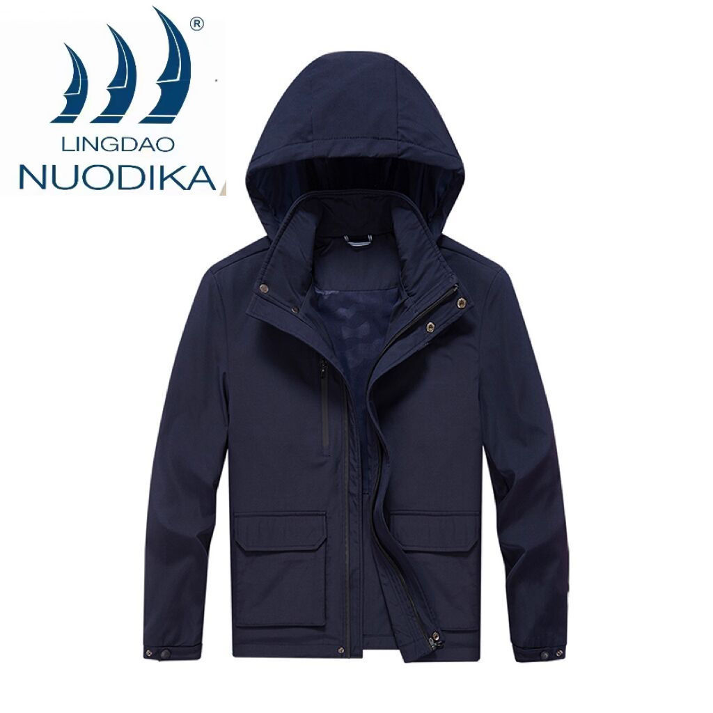 Bass Xuan Ying Men's Jacket, Autumn and Spring Windproof Hooded Jacket, Casual Dad Style Top