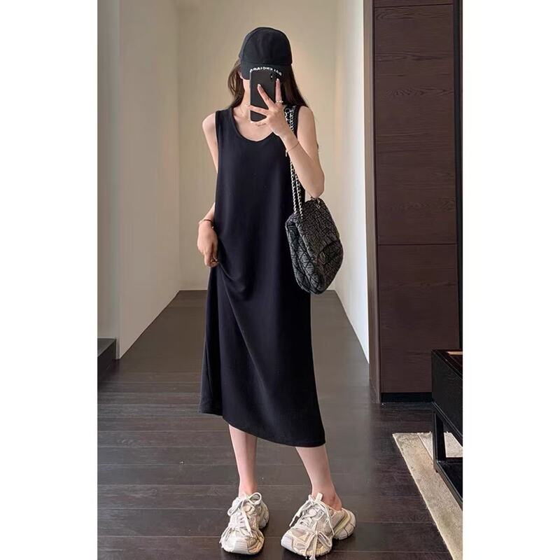 With W can be worn alone can be built-in small black dress slim vest long dress women's spring and summer new H0331Q