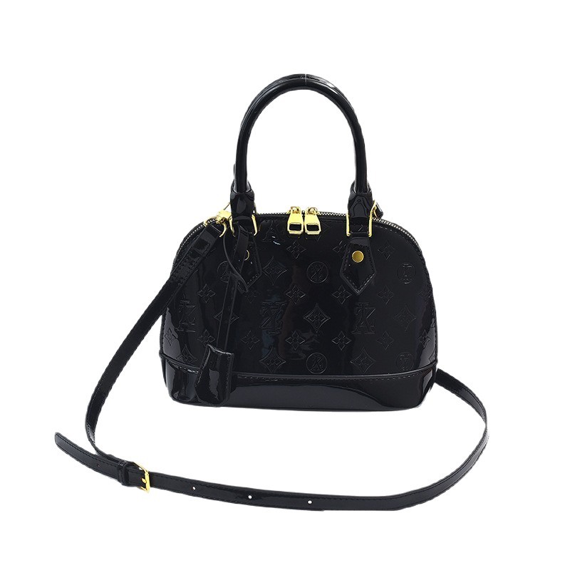 Embossed Patent Leather Hobo Bag Shiny Versatile Crossbody Shell_voghion.com