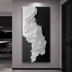 黑白抽象玄关装饰画意式极简高级感走廊过道挂画砂岩肌理入户壁画