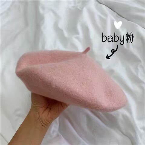 新しい秋と冬の女性の帽子韓国スタイル無地ファッションドーム立体ウールベレー帽カボチャ英国画家|undefined