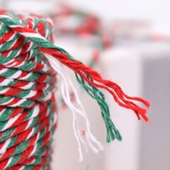 クロスボーダー2mm赤緑白綿糸綿縄DIY手編みハンギングロープクリスマス礼箱包装材100メートル