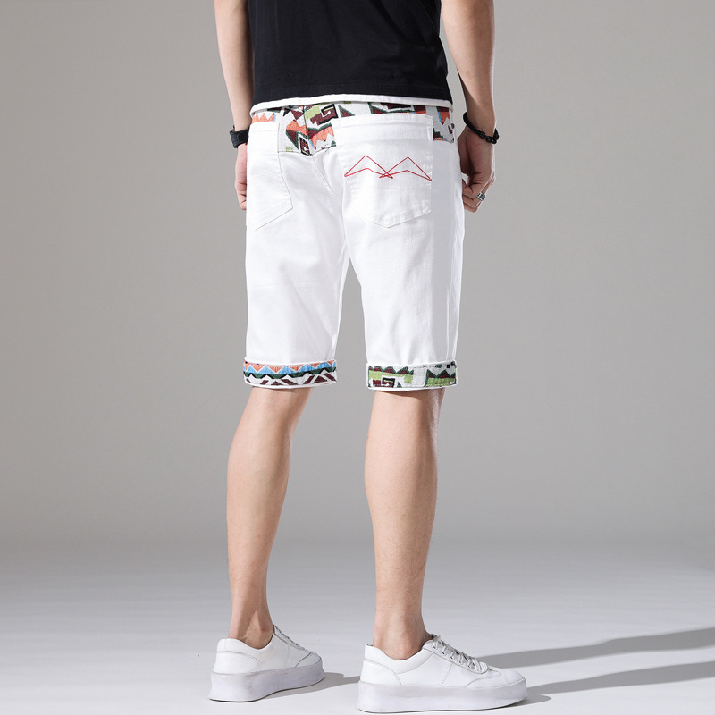 Men's Denim Shorts All-Season Regular Print Patchwork Loose Straight-Leg Shorts for Young Men Versatile Knee-Length Shorts Men's Denim Shorts All-Season Regular Print Patchwork Loose Straight-Leg Shorts for Young Men Versatile Knee-Length Shorts