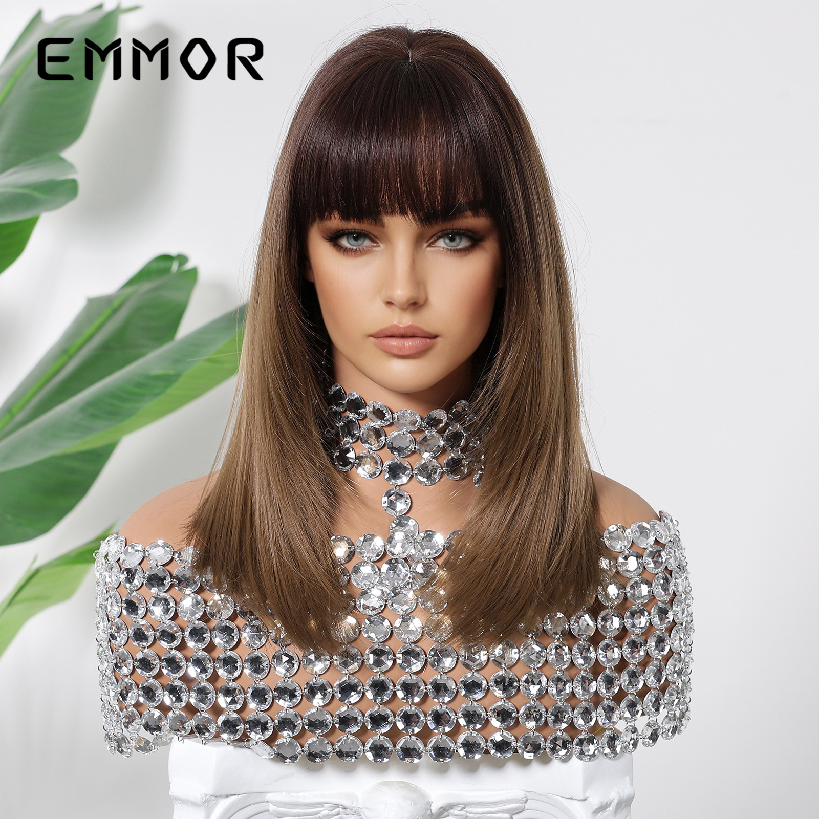 Cabello liso corto, rojo, clavícula, cabello castaño, flequillo, cara redonda, temperamento natural, peluca, cabello completo