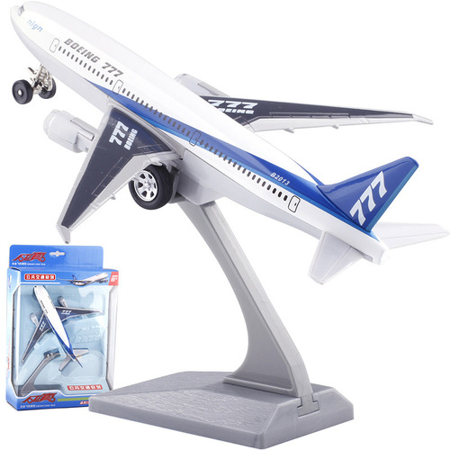 Simulated Boeing 777 passenger aircraft color amber alloy aircraft model Airbus sound and light pull back children and boys toys