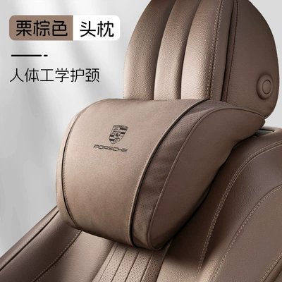 Headrest Headrests, Porsche Cayenne, Macan - k-type-suede-chestnut-brown-porsche-headrest-single-pack