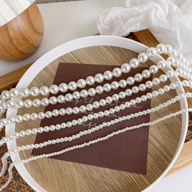 fashion pearl chain simple geometric alloy single layer necklace wholesale