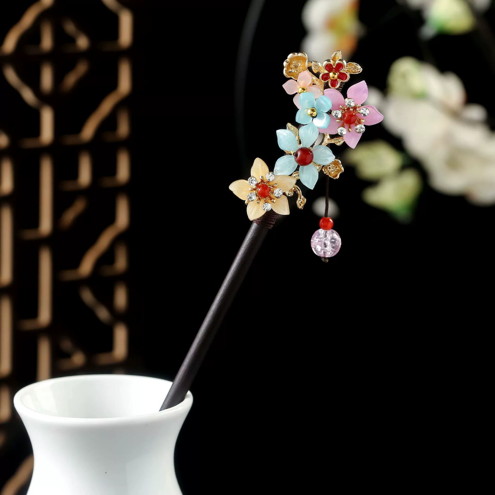 Fresh retro Chinese hairpin with tassels sandalwood, cheongsam, hairgrip, hair accessory