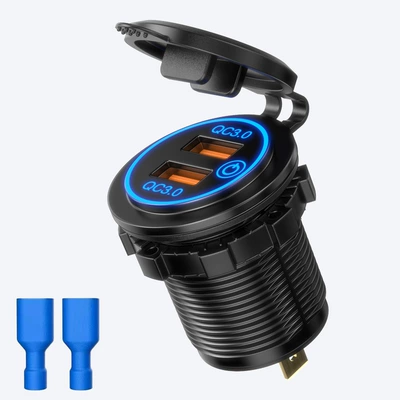 USB Charging Port 12V Cigarette: Mobil şarj cihazları - dual-qc30-fast-charge-blue-set
