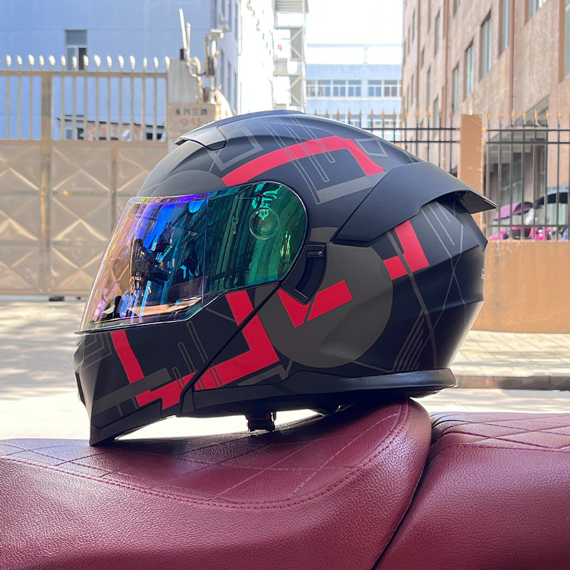 Jike Motorcycle Helmet Face Shield for Men and Women Full Helmet Bluetooth Personalized Four Seasons Motorcycle with Large Tail Wing 3C Certified National Standard