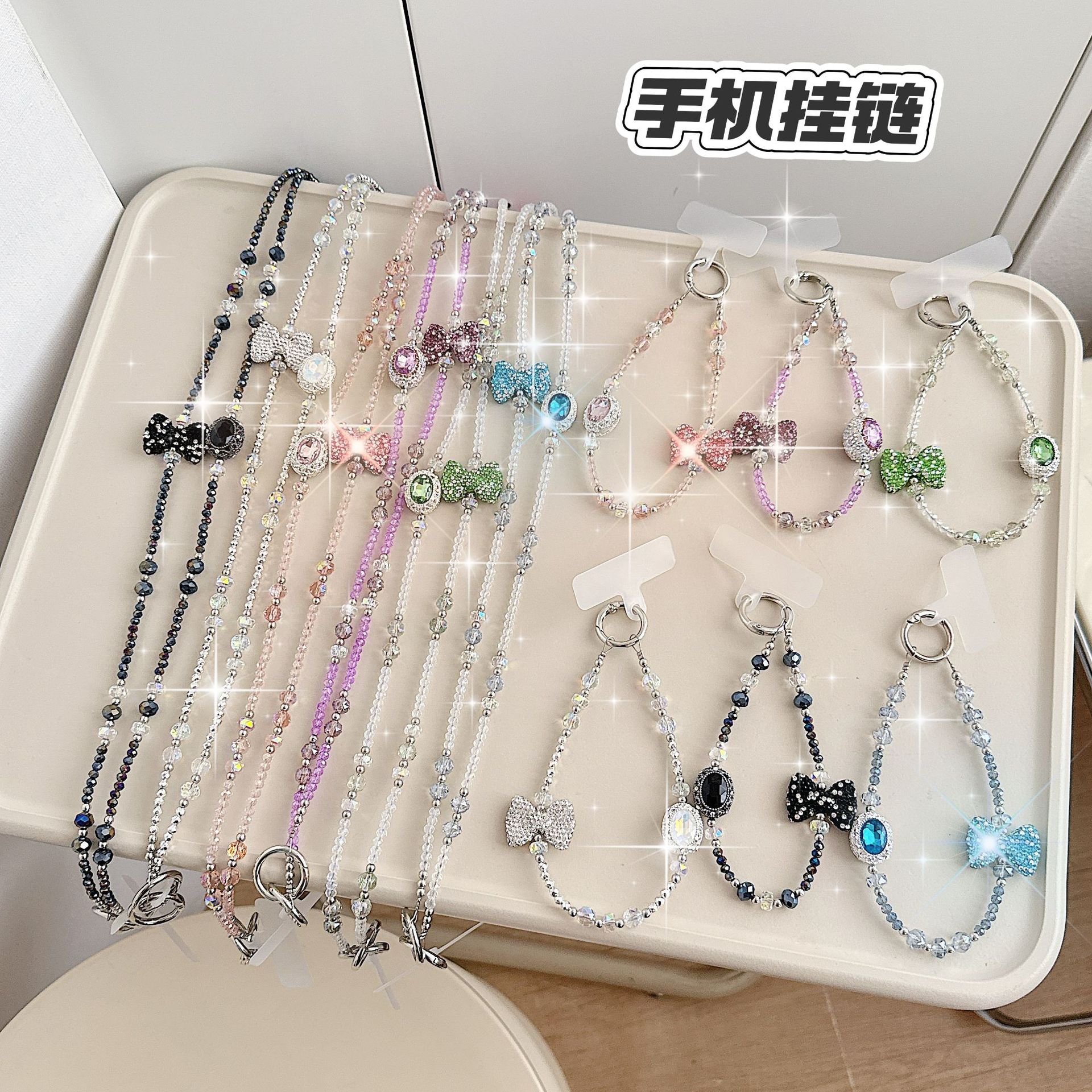 Boutique hecho a mano de alta gama teléfono móvil cadena colgante ins mujer ligero lujo dulce fresco estilo princesa moda teléfono móvil cadena colgante mensajero largo