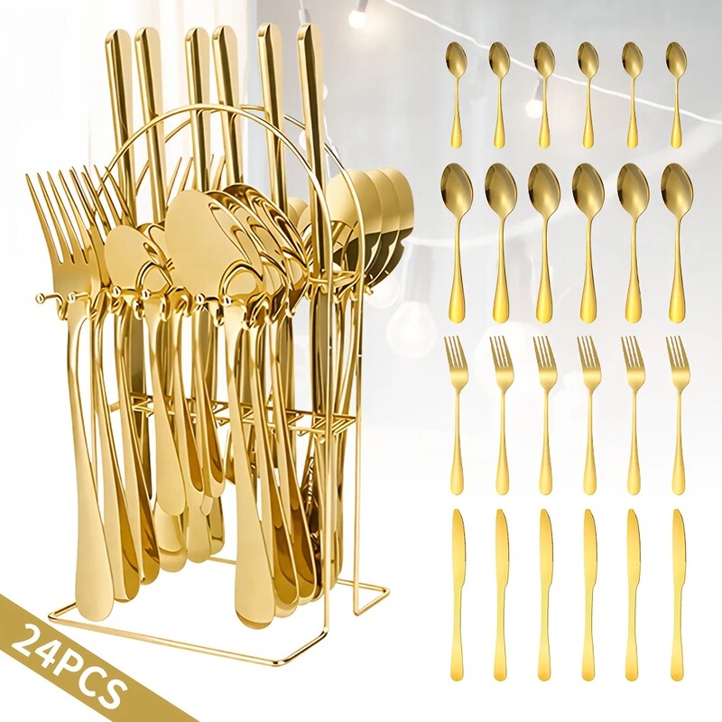 クロスボーダー Amazon ステンレス鋼食器カトラリー 1010 洋食カトラリー 24 点セット ステーキカトラリー ギフトボックスセット|undefined