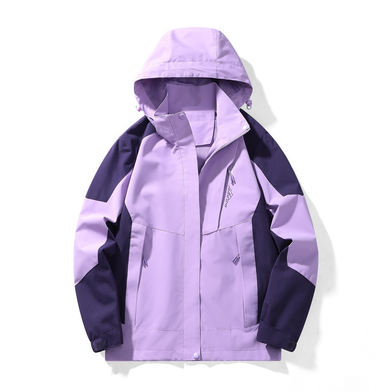 Chaqueta para hombre, primavera y otoño, estilo fino para mujer, cortavientos impermeable al aire libre, chaqueta de una sola capa, traje de montañismo con capucha de cuatro estaciones, sombrero desmontable