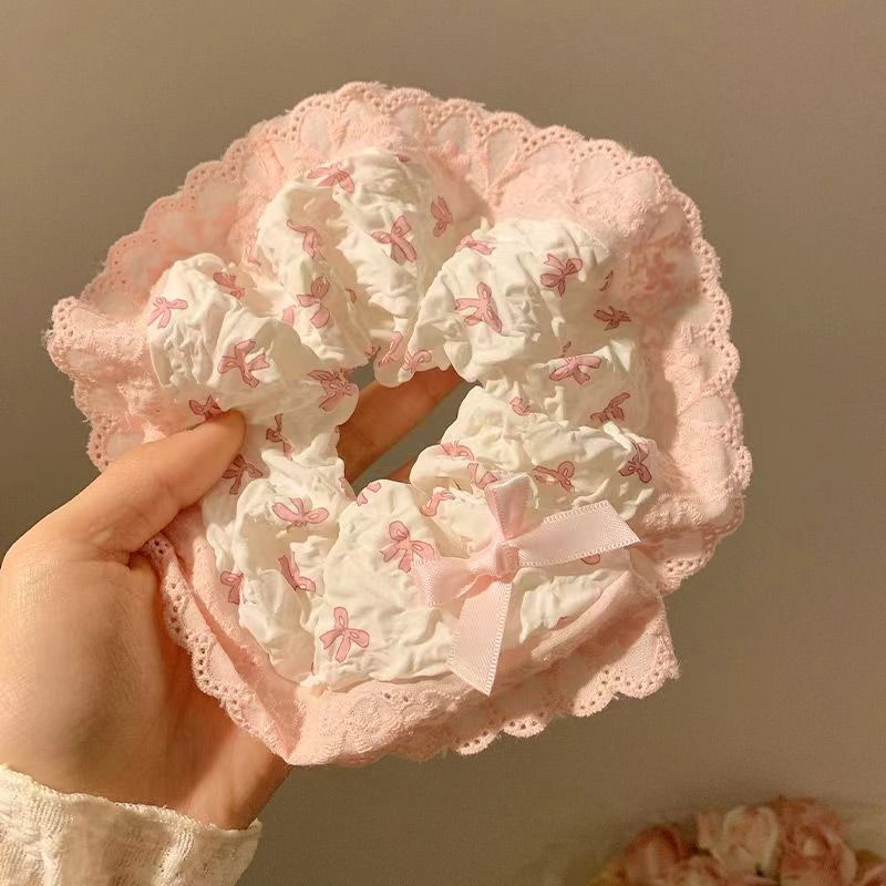 45#레이스 보우 화이트 핑크