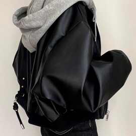 韩系高级感黑色pu皮衣外套女春季新款小众百搭辣妹机车服夹克上衣