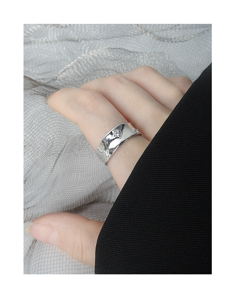 Simple Style Waves Sterling Silver Plating Inlay Zircon Open Ring display picture 1