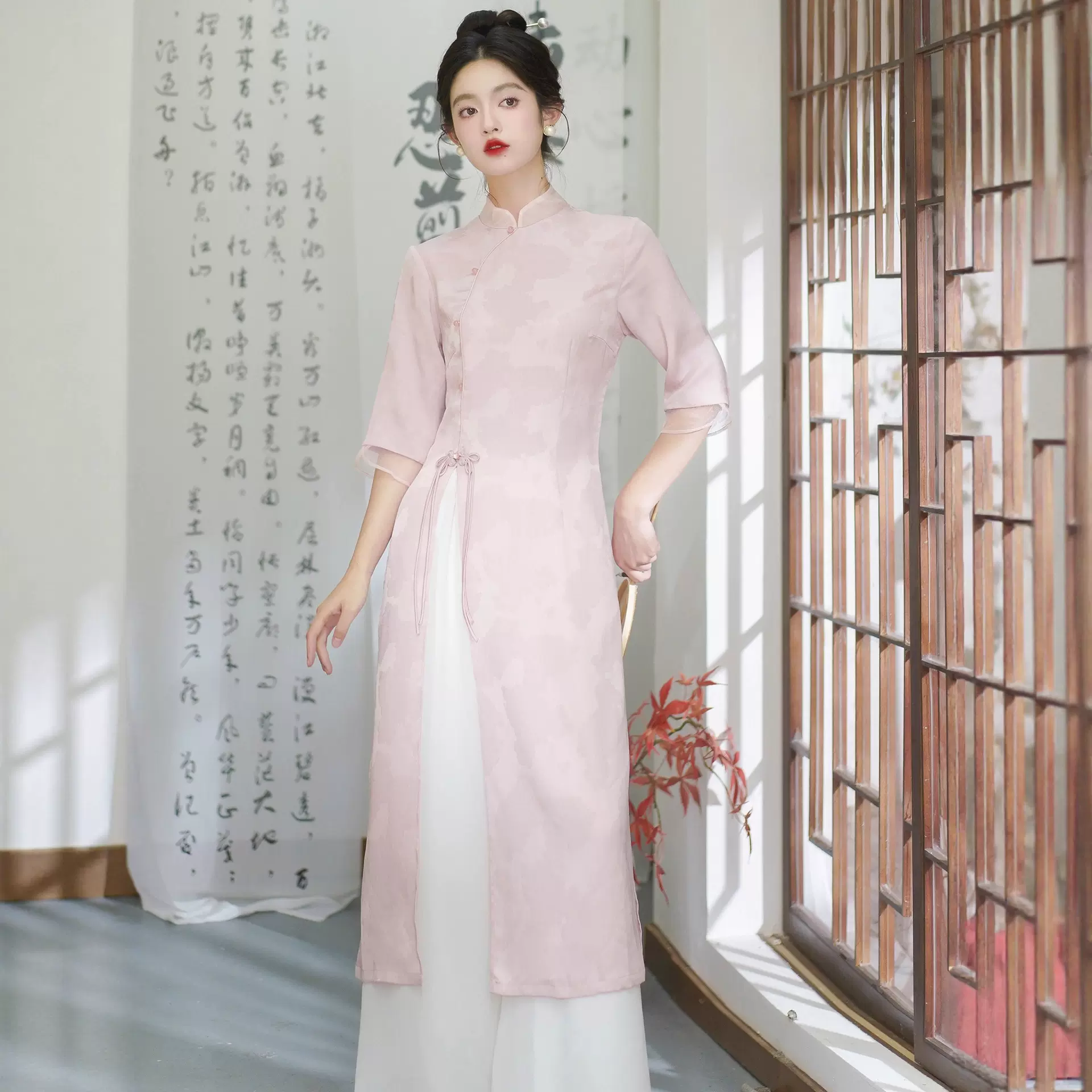 反季清仓秋新中式女装茶艺师茶服工作服禅意改良旗袍套装汉服唐装